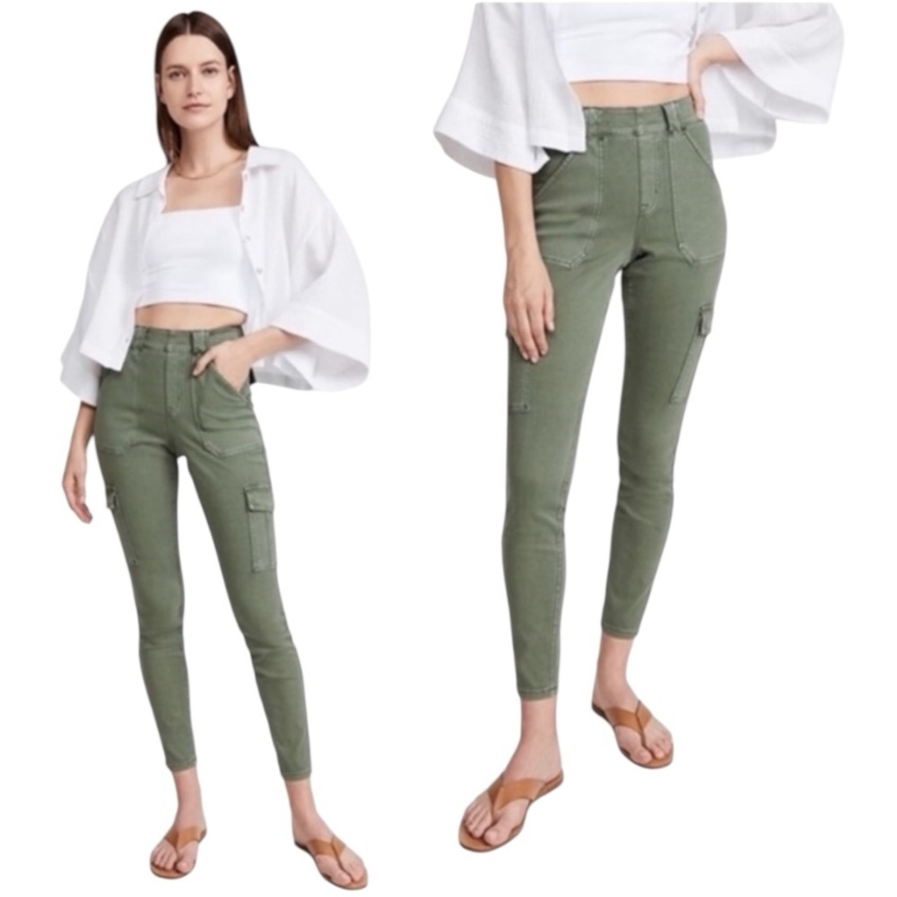 Spanx Stretch Twill Ankle Cargo Pant in Olive Green Medium